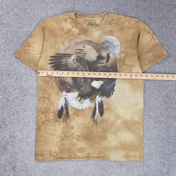 The Mountain Bald Eagle Moon Tie Dye Large Brown Short Sleeve T-Shirt - Picture 4 of 9